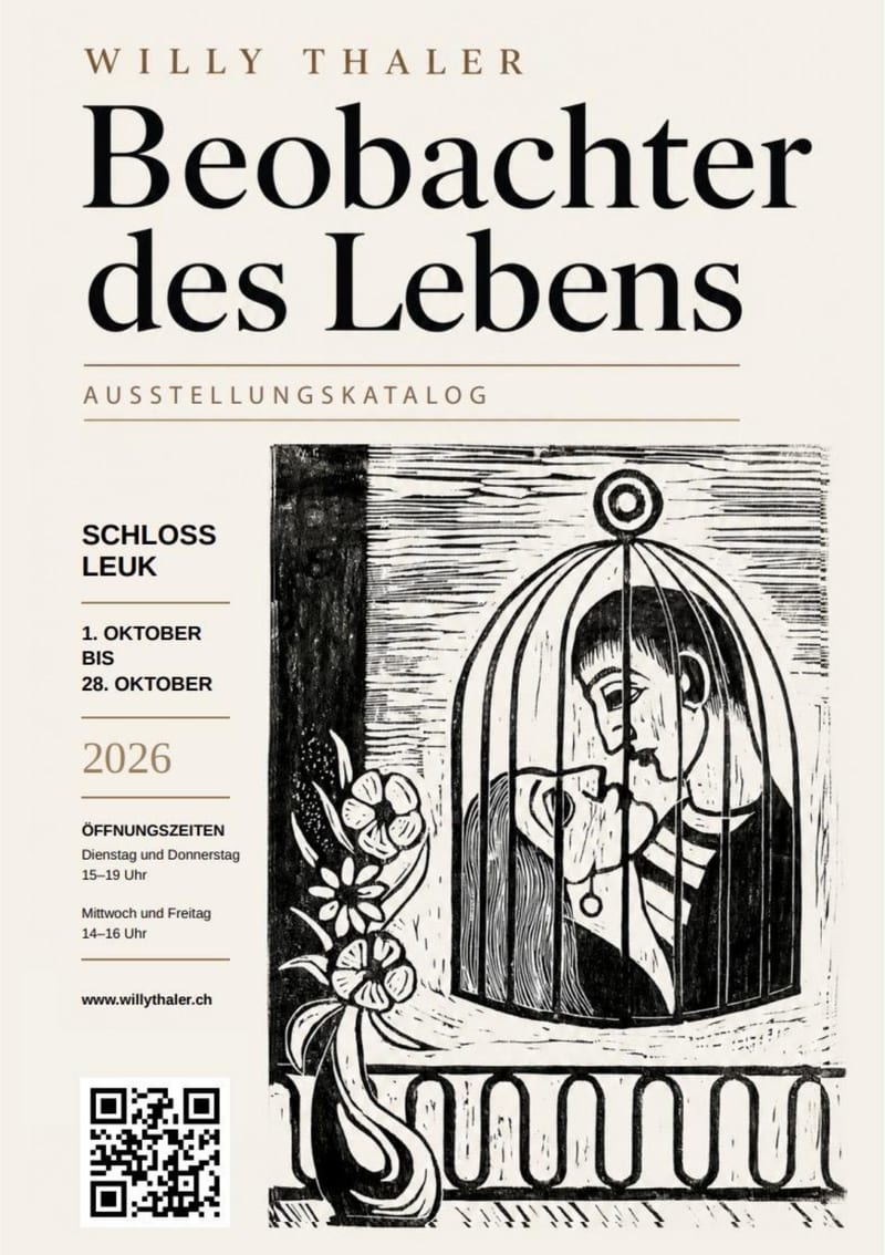 Titelblatt des Ausstellungskatalogs «Beobachter des Lebens», Willy Thaler, Schloss Leuk